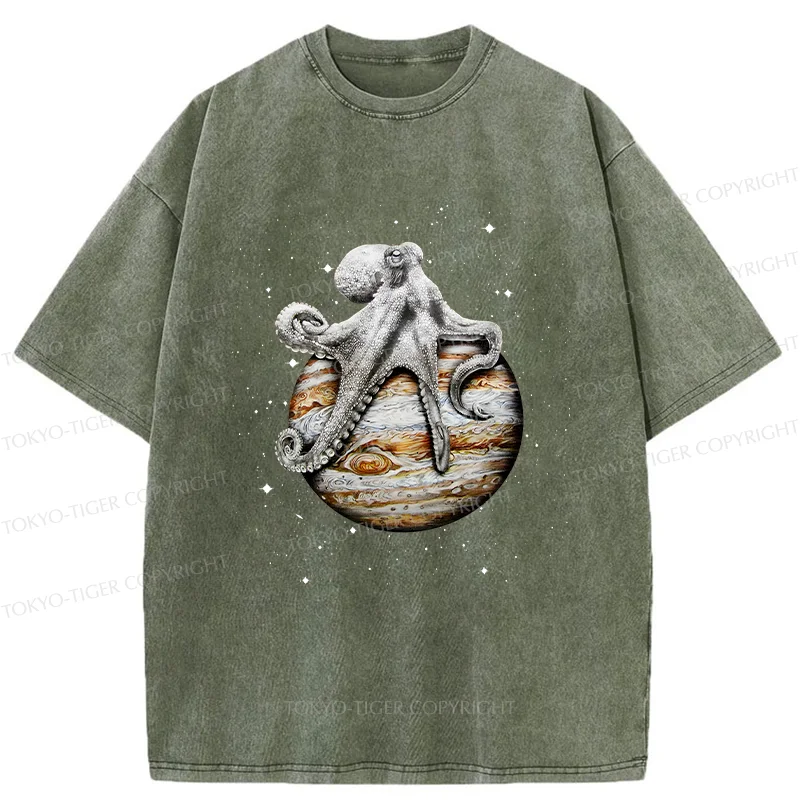 Tokyo-Tiger Octopus And The Planet Washed T-Shirt