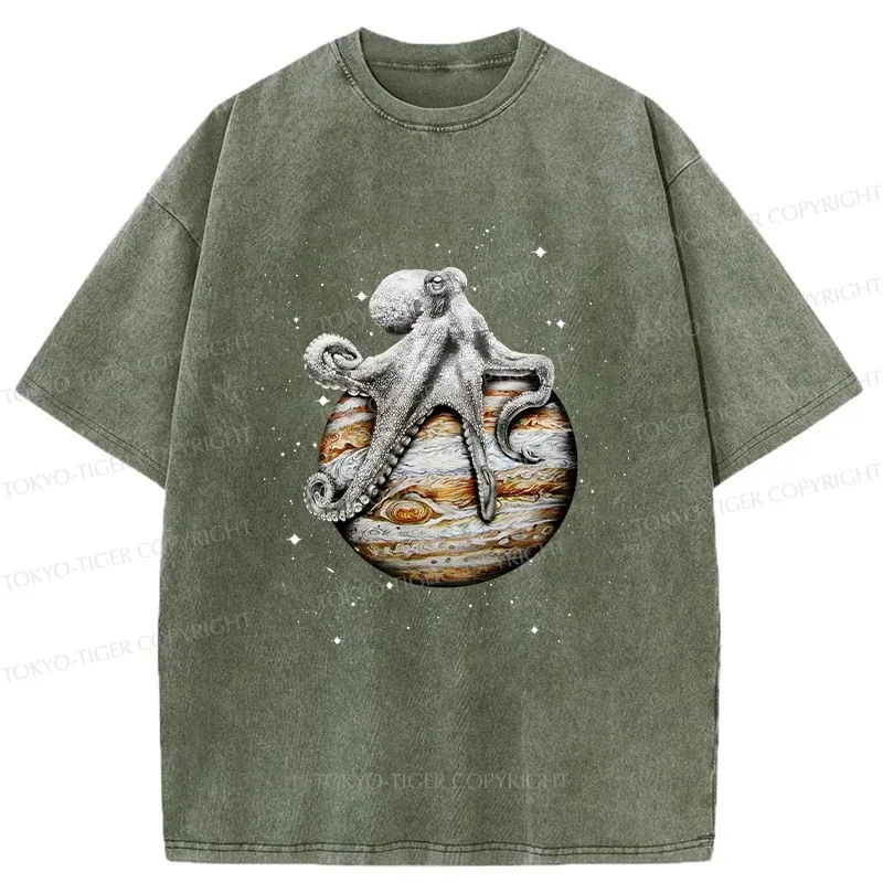Tokyo-Tiger Octopus And The Planet Washed T-Shirt