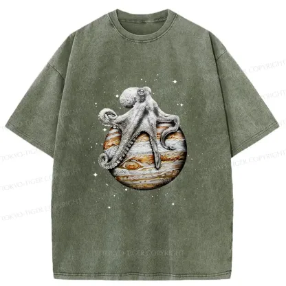 Tokyo-Tiger Octopus And The Planet Washed T-Shirt