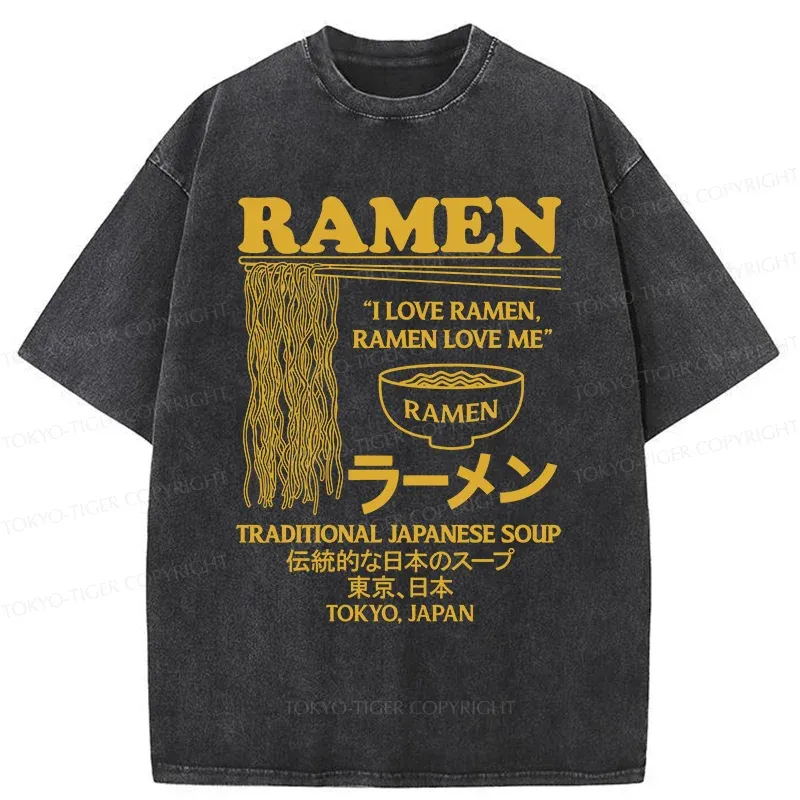 Tokyo-Tiger Retro Ramen Japan Washed T-Shirt