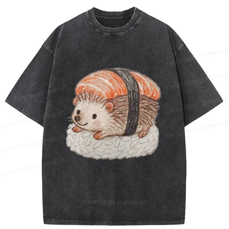 Tokyo-Tiger Hedgehog Sushi Washed T-Shirt