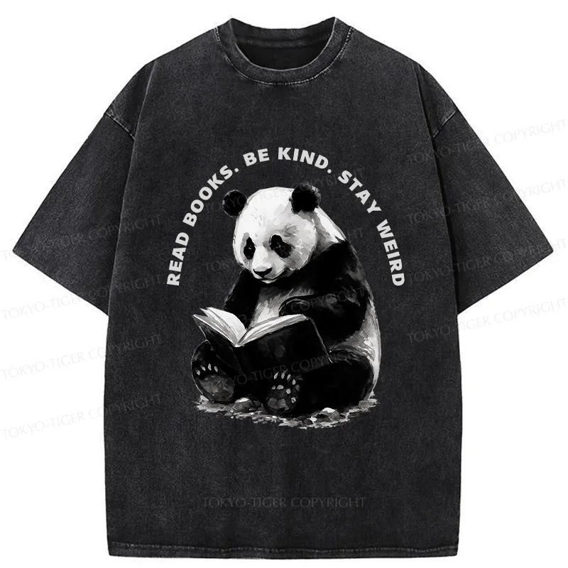 Tokyo-Tiger Read Books Be Kind Stay Weird Washed T-Shirt