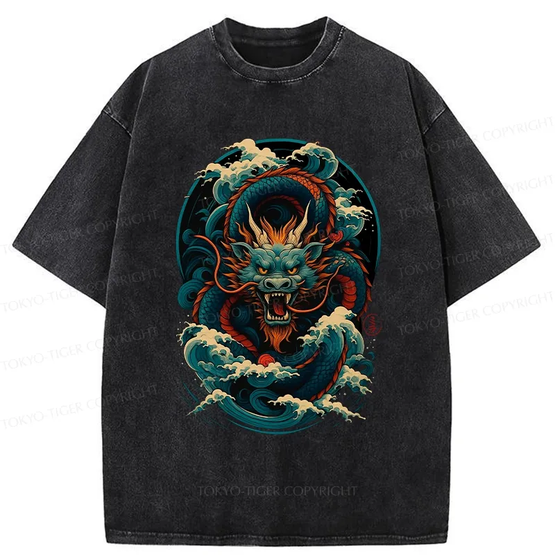 Tokyo-Tiger Dragon Of The Roaring Waves Washed T-Shirt