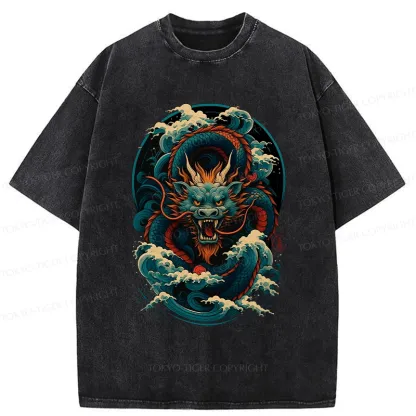 Tokyo-Tiger Dragon Of The Roaring Waves Washed T-Shirt