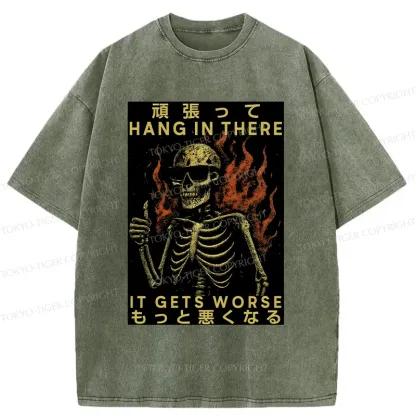 Tokyo-Tiger Skeletons Who Encourage Others Washed T-Shirt