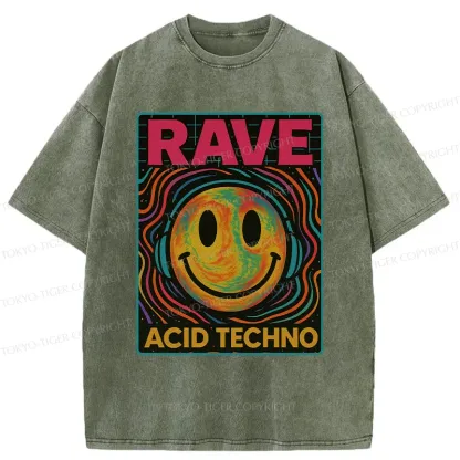 Tokyo-Tiger Rave Music Washed T-Shirt