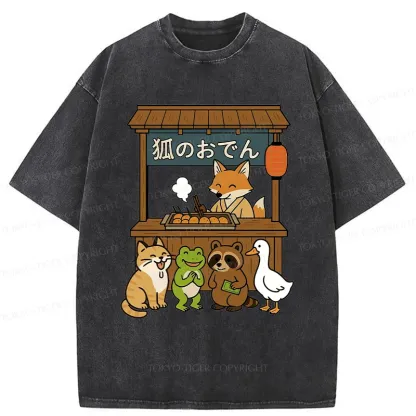 Tokyo-Tiger Fox Oden Shop Washed T-Shirt