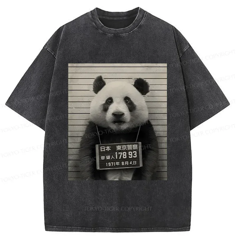 Tokyo-Tiger Arrested Panda Washed T-Shirt
