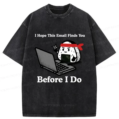 Tokyo-Tiger Ninja Rice Ball Funny Washed T-Shirt
