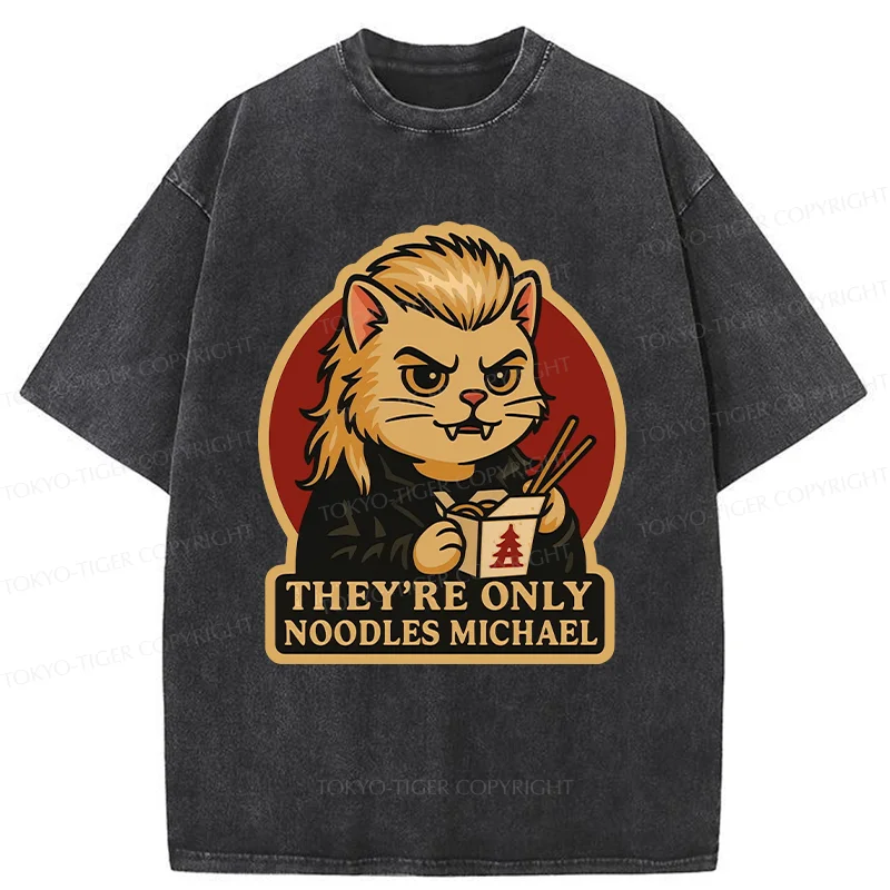 Tokyo-Tiger Vampire Eating Ramen Washed T-Shirt