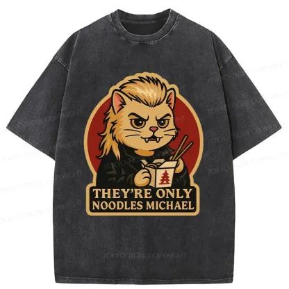 Tokyo-Tiger Vampire Eating Ramen Washed T-Shirt