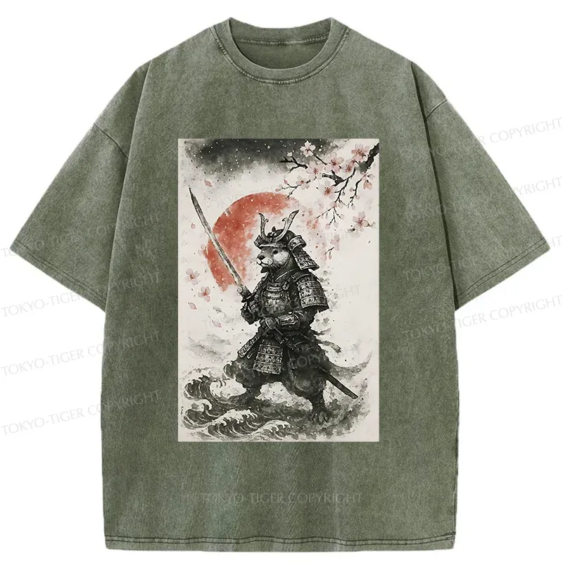 Tokyo-Tiger Otter Samurai Washed T-Shirt