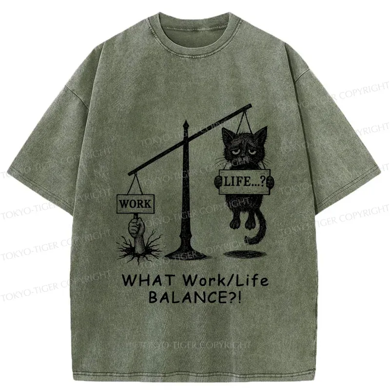 Tokyo-Tiger Work-Life Balance Washed T-Shirt