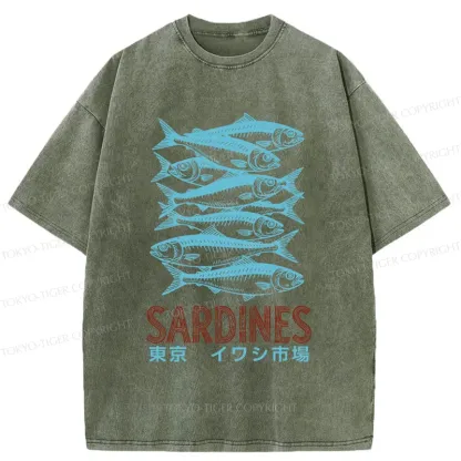 Tokyo-Tiger Vintage Sardines Market Washed T-Shirt