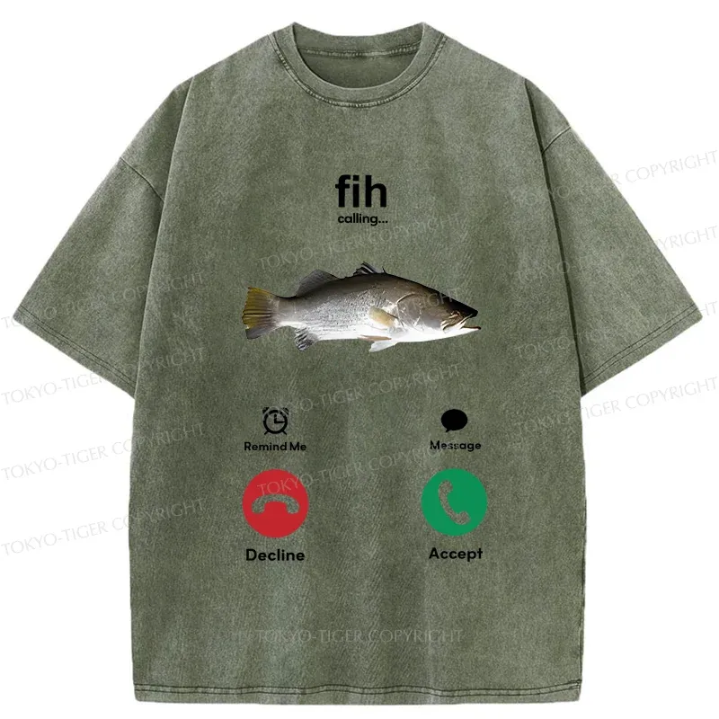 Tokyo-Tiger Fih Calling Washed T-Shirt