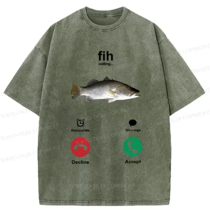 Tokyo-Tiger Fih Calling Washed T-Shirt