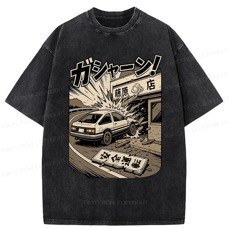 Tokyo-Tiger The Car That Collided Washed T-Shirt