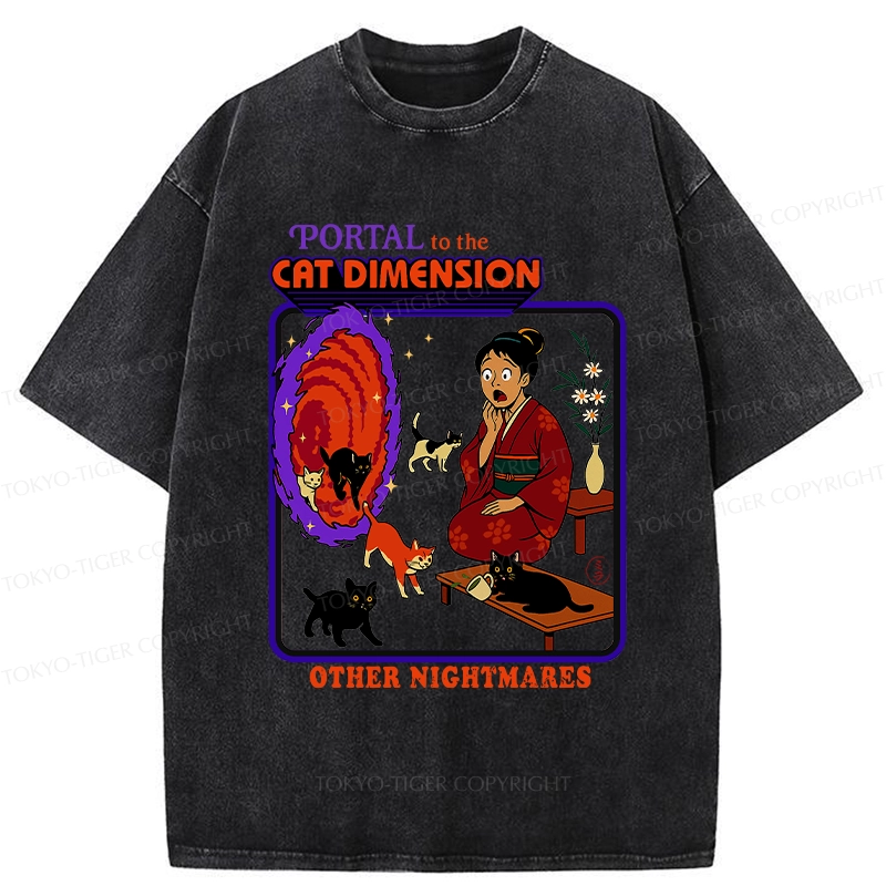Tokyo-Tiger Portal To The Cat Dimension Washed T-Shirt
