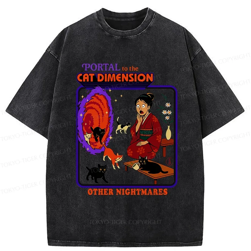 Tokyo-Tiger Portal To The Cat Dimension Washed T-Shirt