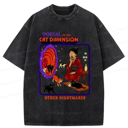 Tokyo-Tiger Portal To The Cat Dimension Washed T-Shirt