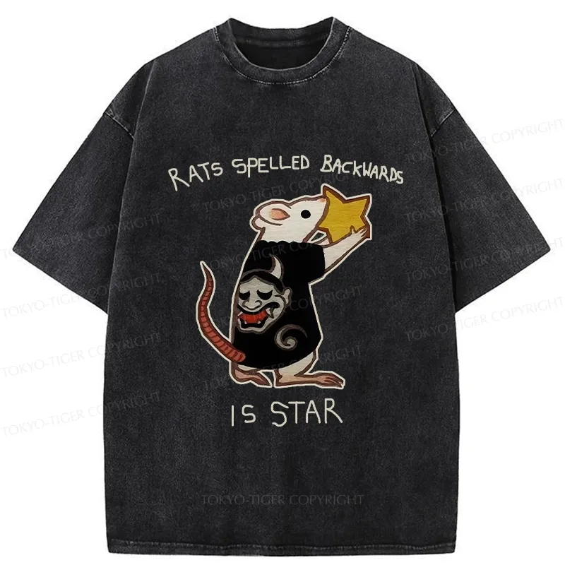 Tokyo-Tiger Rats Spelled Backwards Is Star Funny Washed T-Shirt