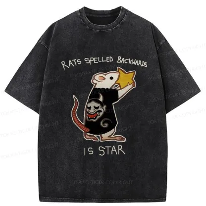 Tokyo-Tiger Rats Spelled Backwards Is Star Funny Washed T-Shirt