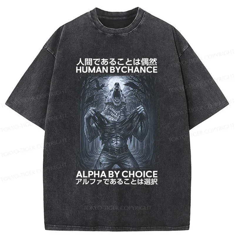 Tokyo-Tiger Howling Wolf Washed T-Shirt