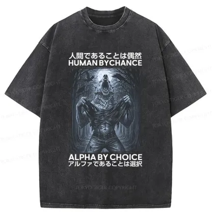 Tokyo-Tiger Howling Wolf Washed T-Shirt