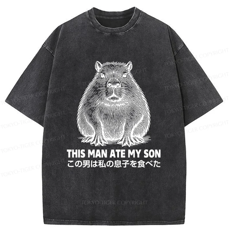 Tokyo-Tiger Sluggish Capybara Washed T-Shirt