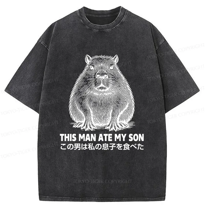 Tokyo-Tiger Sluggish Capybara Washed T-Shirt