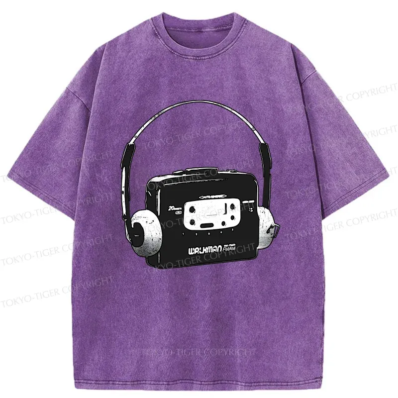 Tokyo-Tiger Retro Walkman Washed T-Shirt