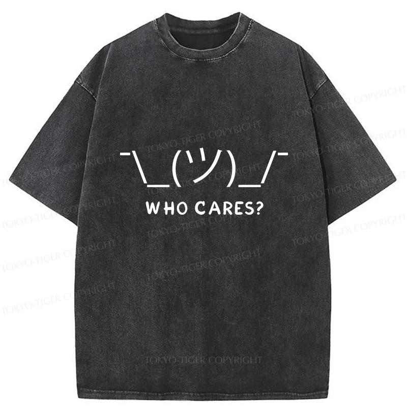 Tokyo-Tiger Text Emoticon Washed T-Shirt