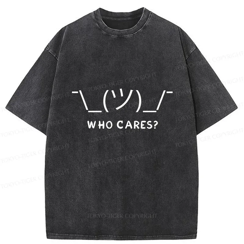 Tokyo-Tiger Text Emoticon Washed T-Shirt