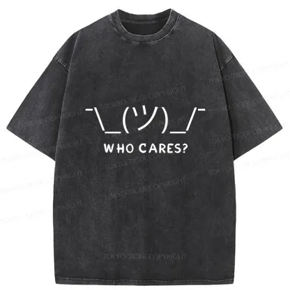 Tokyo-Tiger Text Emoticon Washed T-Shirt