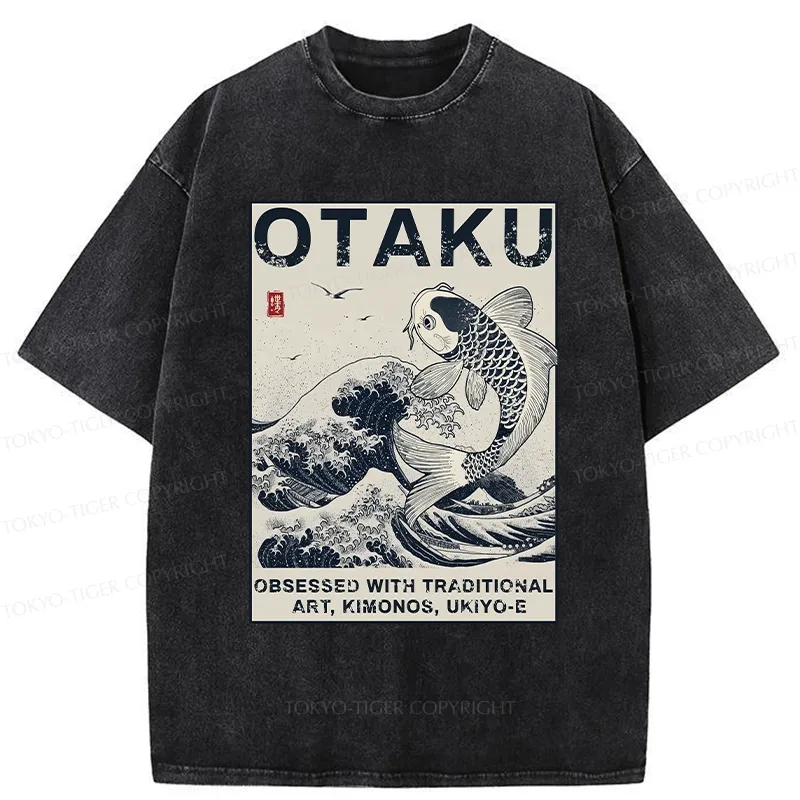 Tokyo-Tiger Otaku Traditional Ukiyo-E Washed T-Shirt