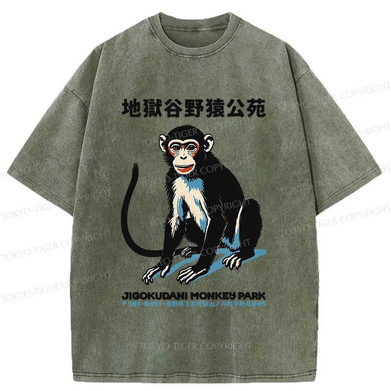 Tokyo-Tiger Japan Monkey Park Washed T-Shirt