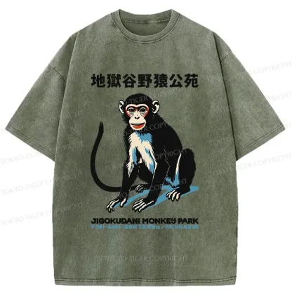 Tokyo-Tiger Japan Monkey Park Washed T-Shirt