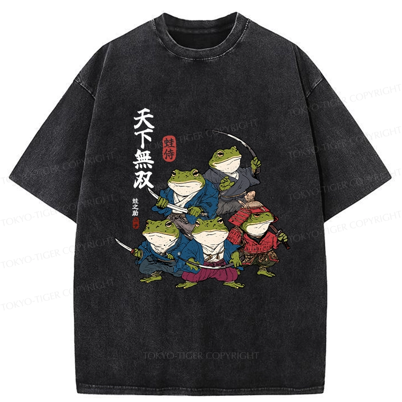 Tokyo-Tiger Five Frog Samurai Washed T-Shirt