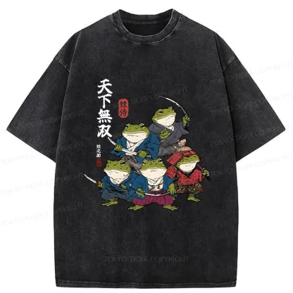 Tokyo-Tiger Five Frog Samurai Washed T-Shirt