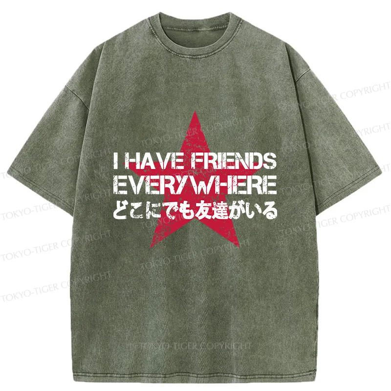 Tokyo-Tiger There Are Friends Everywhere Washed T-Shirt