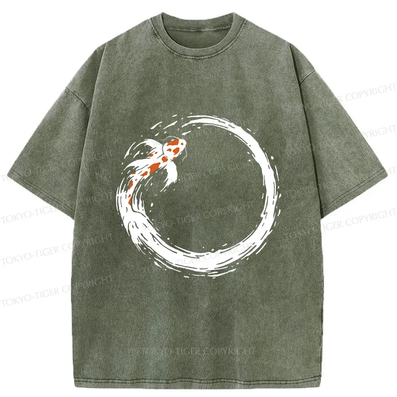 Tokyo-Tiger Ensō Koi Washed T-Shirt