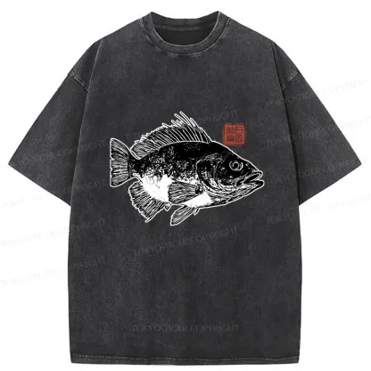 Tokyo-Tiger Fish Rubbing Washed T-Shirt