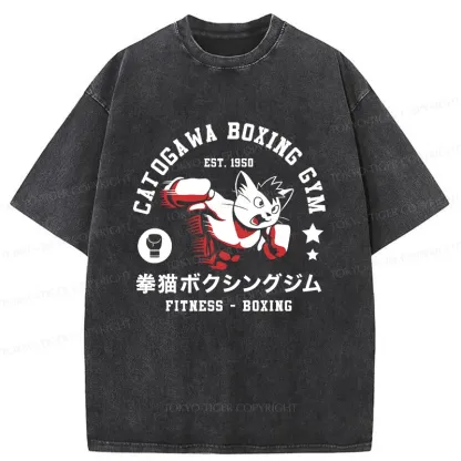 Tokyo-Tiger Boxing Cat Washed T-Shirt