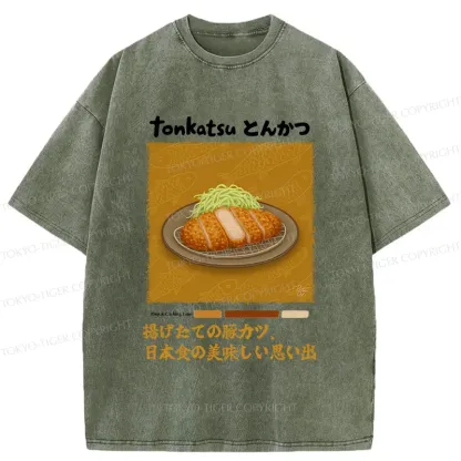 Tokyo-Tiger Delicious Fried Pork Cutlet Washed T-Shirt