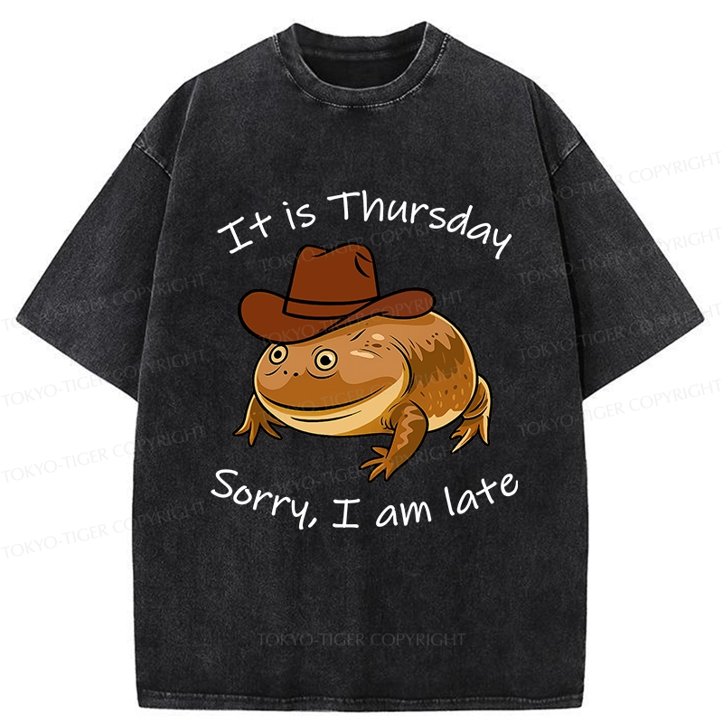 Tokyo-Tiger Funny Late Frog Washed T-Shirt