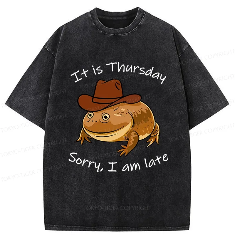 Tokyo-Tiger Funny Late Frog Washed T-Shirt