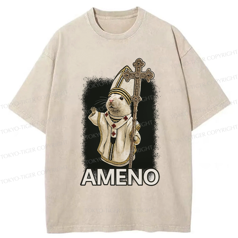 Tokyo-Tiger Papal Hamster Washed T-Shirt
