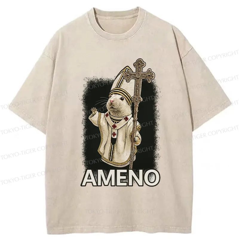Tokyo-Tiger Papal Hamster Washed T-Shirt