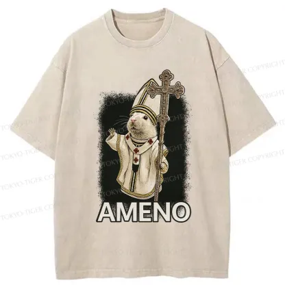 Tokyo-Tiger Papal Hamster Washed T-Shirt