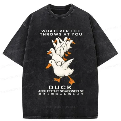 Tokyo-Tiger Funny Whatever Life Throws At You Washed T-Shirt
